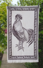 Cockerel: 2008. To read the story www.myteatowels.wordpress.com/2017/06/29/the-cockerel-and-the-hen-2008/